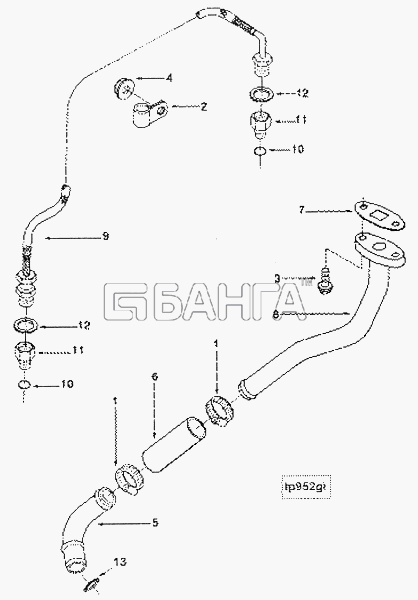 Cummins B180-20 Схема ТР9745-12 Система трубок для banga.ua